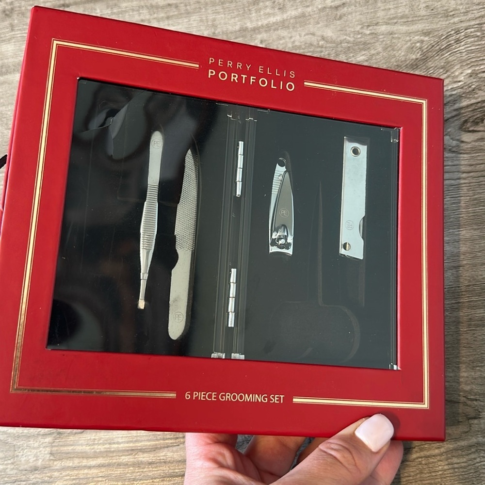 Perry Ellis Men's Portfolio 4Pc Manicure Set, Blk, One Size